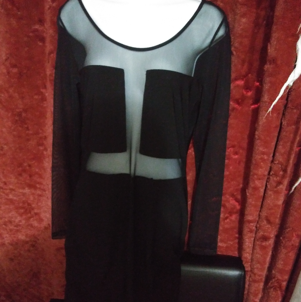 Women's dress with sheer material.